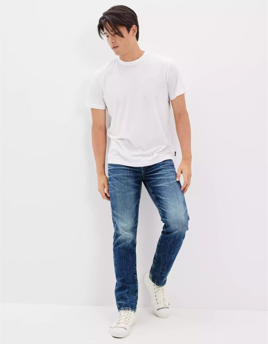 Jean American Eagle AE Flex Athlétiques Droit Bleu Homme | MKM-87530974